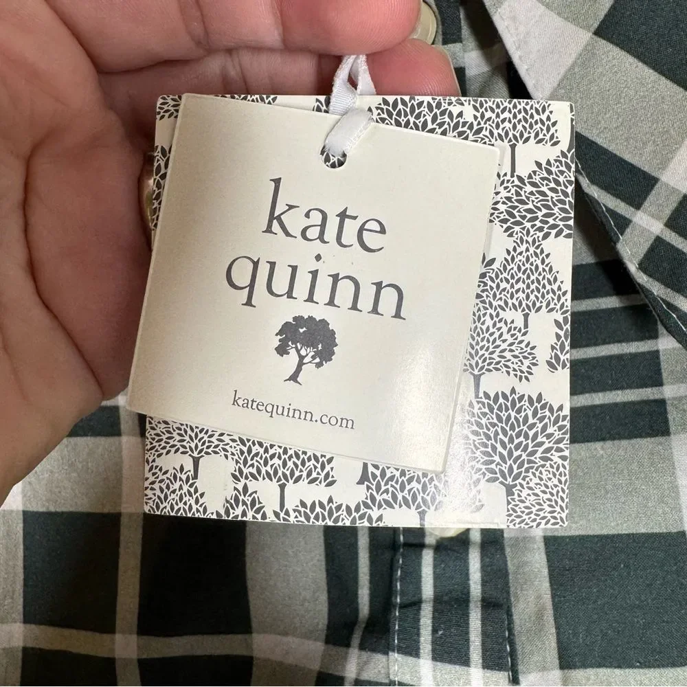 NEW Kate Quinn Organics Girl Plaid Long Sleeve Dress Green Peasant Size 4T